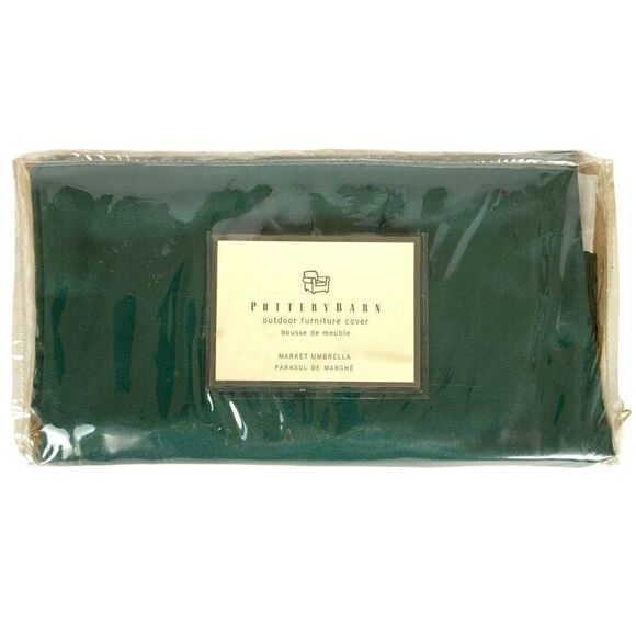 Pottery Barn Outdoor Furniture Cover Market Umbrella Dark Green Polyester New - Picture 1 of 4